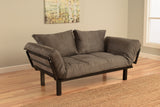 Spacely Bright Day Twin Size Bed Futon Black Metal Frame with Gray Suede Mattress and Pillows