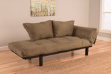 Spacely Bright Day Twin Size Bed Futon Black Metal Frame with Olive Suede Mattress and Pillows