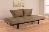 Spacely Bright Day Twin Size Bed Futon Black Metal Frame with Olive Suede Mattress and Pillows