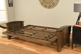 Full Size Washington Rustic Walnut Wood Futon Frame Choice to add Drawer set