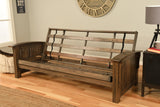 Full Size Washington Rustic Walnut Wood Futon Frame Choice to add Drawer set